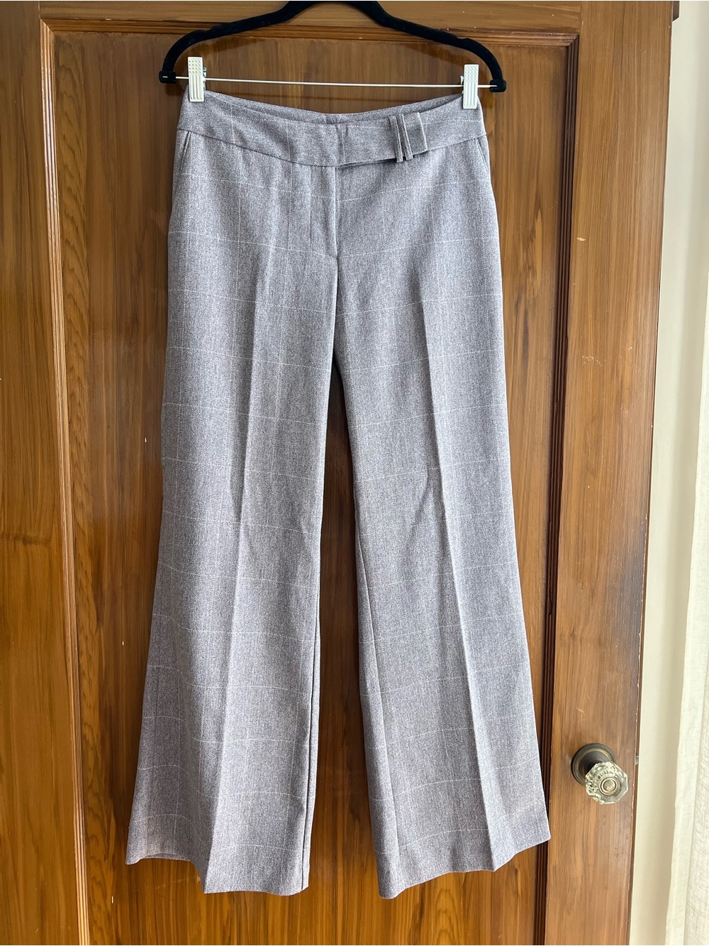 Worthington Light Gray Windowpane Flare Trousers